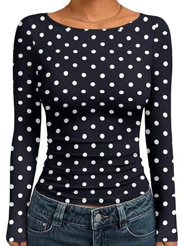 Trendy Queen Women's Boat Neck Tops Long Sleeve Shirts Casual Fitted Tee Shirts Solid Color Fall Basic Clothes 2025 - Image 1