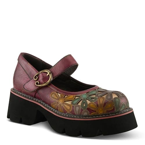 L'Artiste BUSYBEE Hand-Painted Mary Jane – Floral Leather Platform with Chunky Lug Sole thumbnail 2