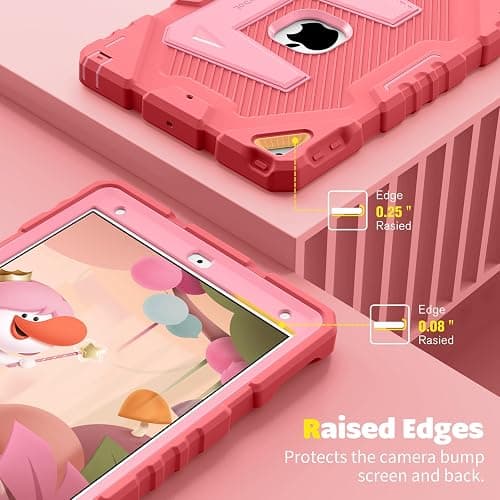 Fintie Case for iPad 9th Generation (2021) / 8th Generation (2020) / 7th Gen (2019) 10.2 Inch, Fully-Body Rugged Heavy Duty Shockproof Protective Case with Built-in Kickstand for Kids, Pink thumbnail 8