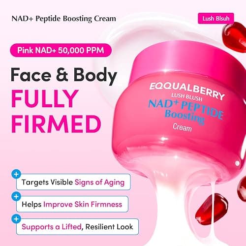 EQQUALBERRY NAD+ Peptide Boosting Cream – NAD+ 5% & 13 Peptides Anti-Aging Face & Body Cream | Firming & Lifting Pink Neck Cream for Sagging Skin (1.69 fl.oz / 50ml) thumbnail 2