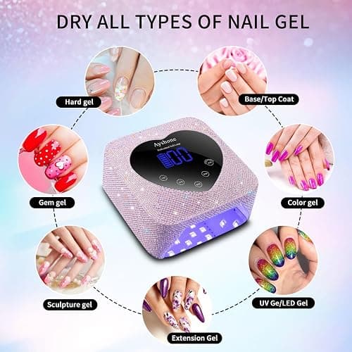 Ayshone Cordless UV LED Nail Lamp,72W Rechargeable Nail Dryer Gel Polish Light with Large LCD Display,Rechargeable Nail Curing Lamp for Salon & Home (Pearl Pink) thumbnail 6