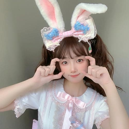 JUNBOON Plush Furry Bunny Headwear Faux Fur Rabbit Ear Headband Cosplay Costume Hair Accessories thumbnail 5