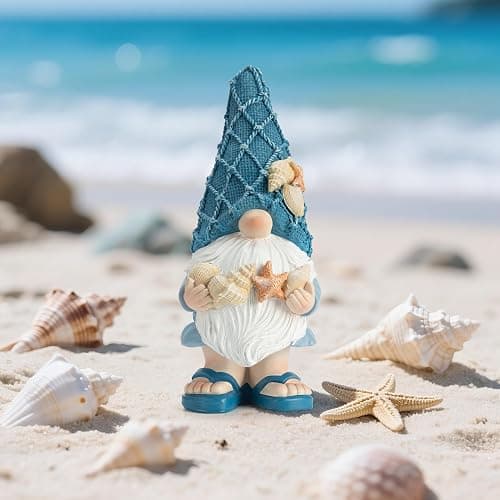 Etlemonde Beach Gnomes Statues,Ocean Gnomes,Nautical Themes Decoration,Beach, Gnome Holding Seashells thumbnail 6