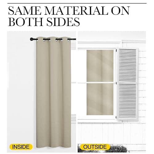 NICETOWN Cream Thermal Insulated Curtains for Bedroom 42" x 63" 2 Panels | Grommet Room Darkening Draperies Panels for Window Treatments, Light Blocking Noise Reducing Living Room Home Decor thumbnail 5