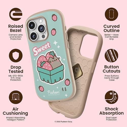 iFace Case for iPhone 15 Pro Max (6.7”) Pusheen First Class Case - Cute Shockproof Dual Layer [Hard Shell + Bumper] Protective Phone Case - Strawberries thumbnail 4