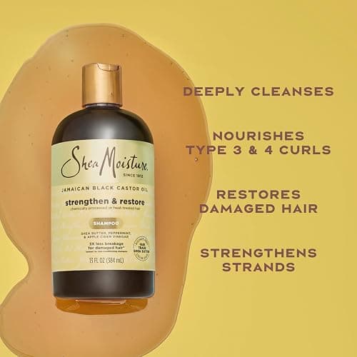 SheaMoisture Strengthen and Restore Shampoo Pure Jamaican Black Castor Oil for Damaged Hair To Cleanse and Nourish Hair 13 fl oz thumbnail 4