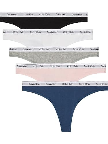 Calvin Klein womens Modern Logo Cotton Stretch Thong Panties, 5 Pack - Image 1