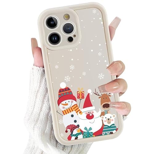 Yomjew 2 Pack Christmas Phone Case for iPhone 14 Pro 6.1", Cute Cover with Red Xmas Santa Elk Snowman Snowflake Pattern Full Camera Lens Shockproof Soft Silicone Cover for Girl Women thumbnail 4