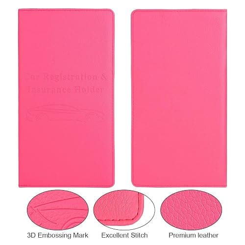 Cacturism Car Registration and Insurance Holder, Car Accessories Vehicle Glove Box Car Organizer Women Car Accessories with Magnetic Shut for Cards, Essential Document, Driver License, Hot Pink thumbnail 7