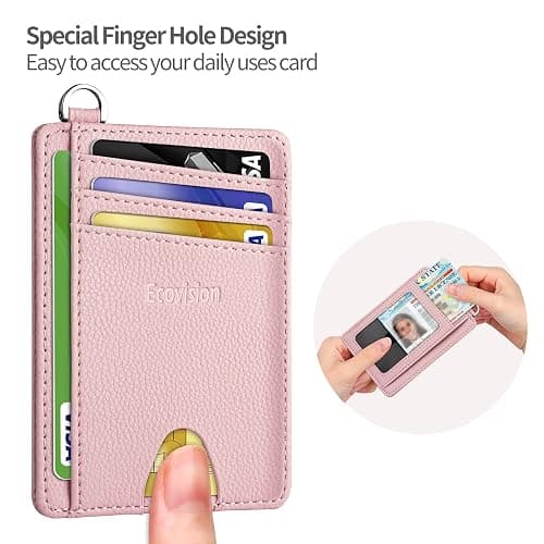 EcoVision Slim Minimalist Front Pocket Wallet, RFID Blocking Credit Card Holder Wallet with Detachable D-Shackle for Men Women thumbnail 7
