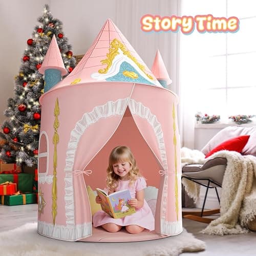 Skirfy Kids Play Tent for Girls Toddler Indoor Princess Tents for Kids Ages 4-8 Large Outdoor Playhouse Castle for Girl Boys 3-5 4-6 Birthday Thanksgiving thumbnail 8