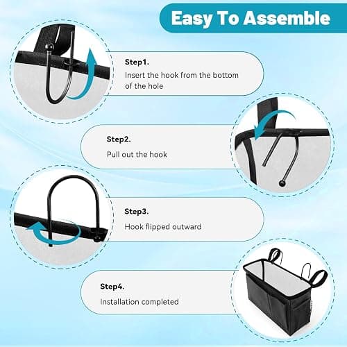 BlissTotes Bedside Caddy, Bedside Storage Organizer for Bunk Bed Accessories, Dorm Storage for Bedside Shelf and Bunk Bed Shelf, Bed Caddy for Home, Dorm, Bunk (Dark Gray, 1 Pack) thumbnail 3