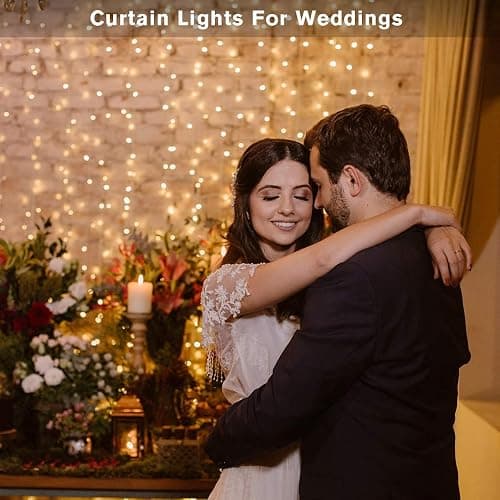 Unihoh Curtain Lights, Fairy Lights for Bedroom, 300 LEDs Warm White Twinkle Lights W/ 8 Modes USB Powered, Icicle String Lights W/ Remote & Timer for Indoor Xmas Party Patio Decoration(9.8 x 9.8 Ft) thumbnail 6