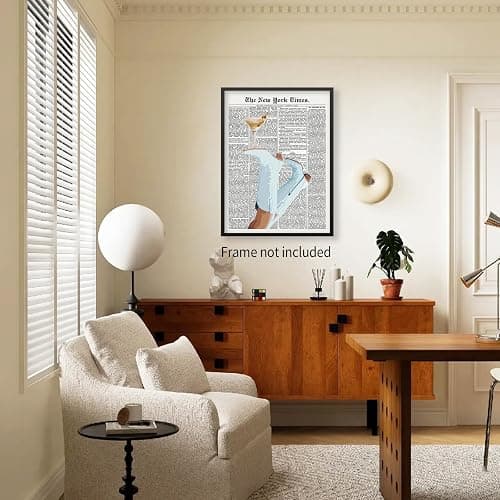 Retro Martini Cocktail Newspaper Poster Preppy Light Blue Western Cowgirl Coquette Boots Wall Art Bar Cart Alcohol Canvas Prints for Bar Cart Dorm Bedroom Wall Decor 12x16 inch Unframed thumbnail 4