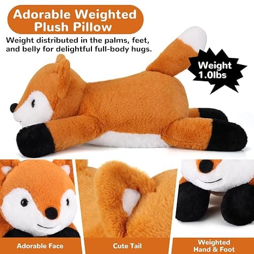 gnomantic Fox Weighted Stuffed Animals - 12 Inch 1.0 Pounds Weighted Plushies Fox - Small Plush Stuffed Animals Pillow - Cute Plush Toys Gifts for Kids & Adults thumbnail 4