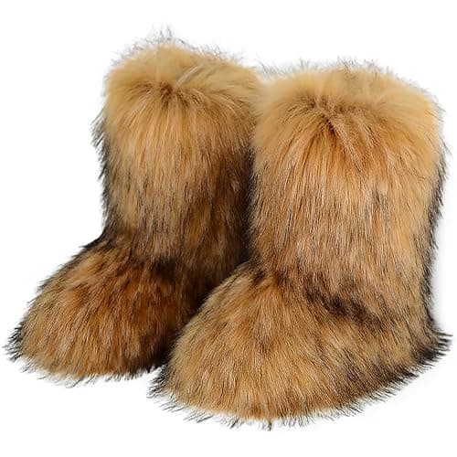 WOVOIE Fur Boots for Women Winter Fluffy Furry Boots Mid-Calf Snow Boots with Anti-Slip Warm Lining for Y2K Streetwear thumbnail 5