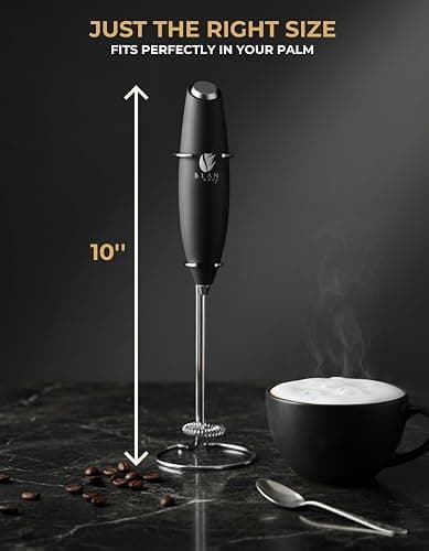 Bean Envy Milk Frother, Coffee Stirrers, Frother Wand, Milk Frother Handheld, Frother with stand, Hand Blender for Coffee, Lattes, Cappuccino, Matcha and Hot Chocolate – Kitchen Gifts - Black thumbnail 8