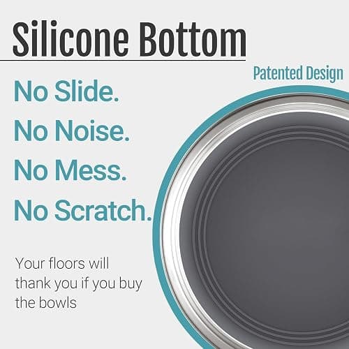 PEGGY11 Nonslip Stainless Steel Dog Cat Bowls, 2 US Cup Each, 2 Pack | No slide silicone bottom, Dishwasher safe, Easy to clean, Stackable design thumbnail 3