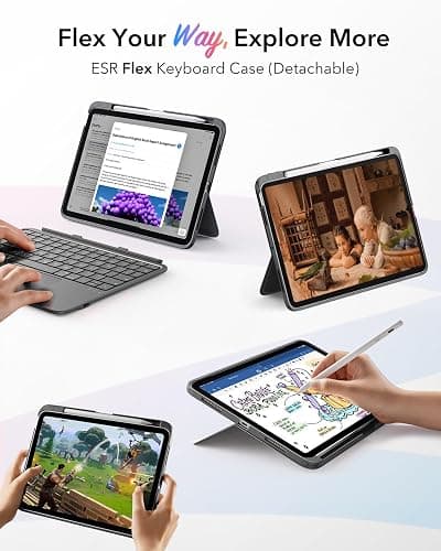ESR for iPad (A16) 11th/10th Gen Flex Keyboard Case, Ultra-Light Magnetic Detachable Keyboard for iPad 10.9" with Writing/Viewing Modes, Larger Precision Trackpad, Dark Gray thumbnail 3