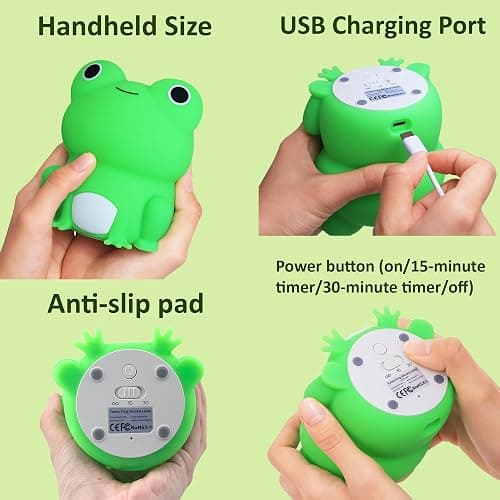 OkiyiD Frog Night Light for Nursery, Rechargeable Dimmable Bedside Lamp with Touch Control(ABS+SIL), Portable Kids Gift for Girls, Boys, Babies thumbnail 7