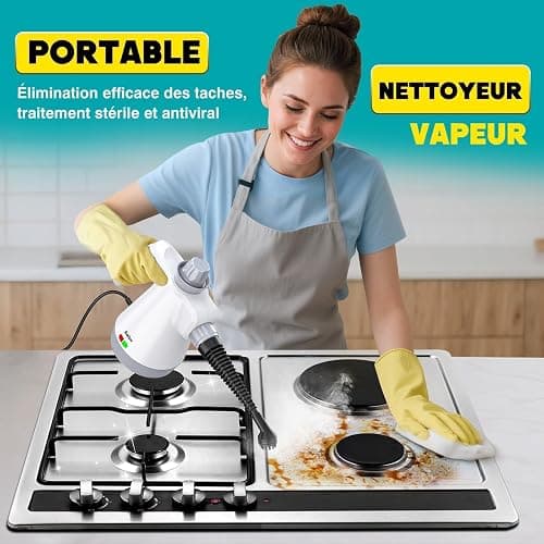 Nettoyeur Vapeur Portatif 1050W, Nettoyage Haute Température – 100% Sans Chimie Désinfection, Appareil Multifonction pour Cuisine, Salle de Bain, Voiture, Sols et Tissus thumbnail 4
