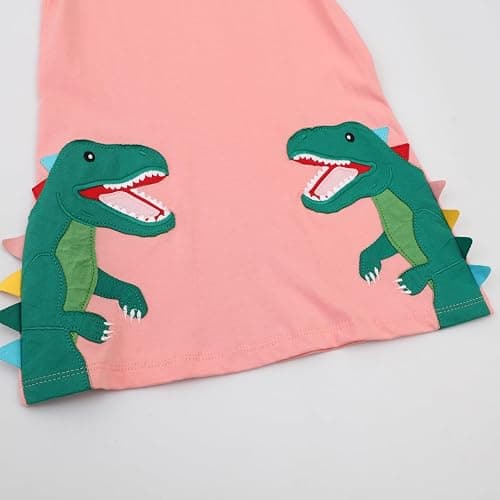 FreeLu Toddler Girls Striped Summer Dress Cartoon Appliques Dresses Girls Cotton Casual Clothing 2-7Y thumbnail 4