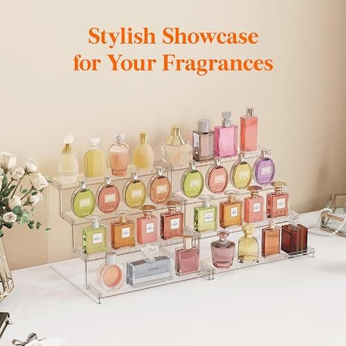 Lifewit 4 Tier Clear Display Riser Stand with Decorative Secure Fences, Tool-free Assembly, Plastic 12 Inch Perfume Organizer, Display for Figures, Cupcake, Dessert, 2-pack thumbnail 4