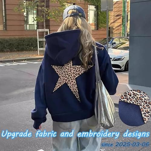 heyheyshine Star Graphic Hoodies Oversized Y2k Leopard Print Hooded Sweatshirt Cheetah Hoodie Streetwear Unisex Pullover Tops thumbnail 3
