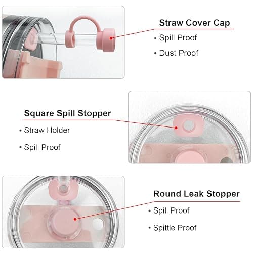 Replacement Straw Compatible with Stanley 40 oz 30 oz Tumbler, Accessories of 6 Straw Replacement with Cleaning Brush, 4 Color Leak Sproof Plug, 2 Silicone Cover Cap for Stanley thumbnail 4