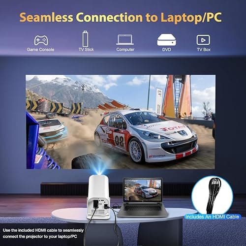 【Built-in APPS & Electric Focusing & 210° Rotation】Mini Projector With Wifi And Bluetooth, 1080P Portable Projector, Movie Projector for Bedroom, Supports Smartphones/TV Stick/iPad/PS5/Laptop/HDMI/USB thumbnail 6