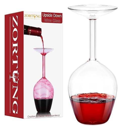 ZORTUNG Upside Down Wine Glass Unique Cute Fancy and Funny Red and White Long Stem Wine Glasses Fun and Cool Wine Gift for Women Or Men for Birthday and Holidays and for Party or Wedding 14 Fl Oz - Image 1