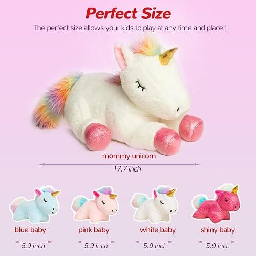 Vposyako 5 Pieces Unicorn Toys Stuffed Animals for Girls, 1 Mommy Unicorn with 4 Babies, Soft Plush Toys Gifts for Girls 3 4 5 6 7 8 9 Years, Kids, Children, Christmas, Birthday, Valentine's thumbnail 3