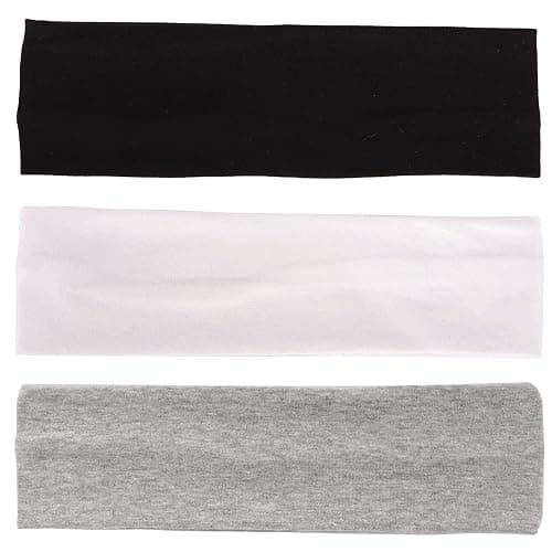 MapofBeauty 3 Pack Yoga Headbands Stretchy Cotton Head Band Hairwarp Sports Running Exercise Gym (Solid Color) thumbnail 3
