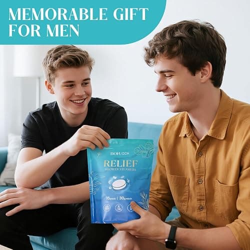 Bofuoos Shower Steamers Aromatherapy, Birthday Gifts for Men Teen, Stocking Stuffers White Elephant Christmas Gift for Adults, Natural Essential Oils Bath Bombs Relaxation SPA – 15 Tablets thumbnail 6