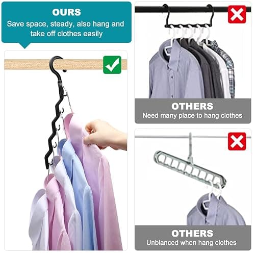 Closet Organizers and Storage,Upgraded Organization and Storage Clothes Hanger,12 Pack College Dorm Room Essentials,Sturdy Closet Organizer Home Essentials Space Saving Hangers for Thick Clothe thumbnail 7