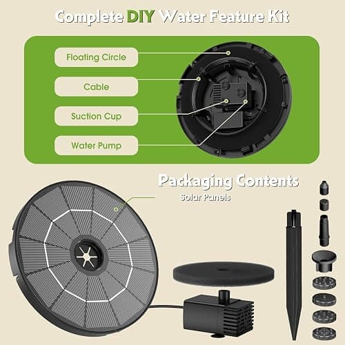 AISITIN Solar Fountain for Bird Bath, DIY Separated Design Solar Fountain Pump with 6 Nozzles & Ground Stakes & 3 Anti-Drift Fixing Bracket, Solar Bird Bath Fountain for Garden Fish Tank Small Pond thumbnail 8