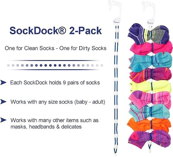 SockDock Sock Laundry Solution for Washing Drying & Storing Socks in Pairs, Clip & Hold Socks in Washer Dryer & Closet 2-Pack thumbnail 6