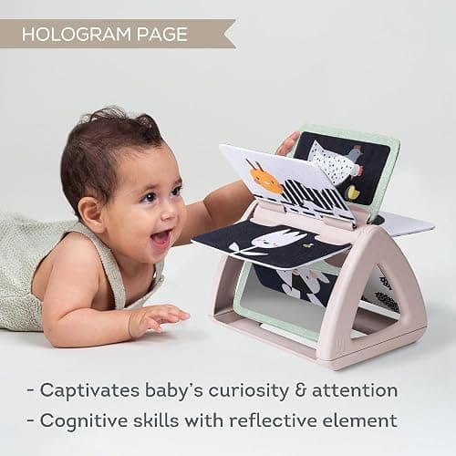 Taf Toys Black & White Rattling Spinning Book High Contrast Newborn Baby Toy 0-6 6-12 Months with Mirror for Visual Stimulation, Tummy Time & Early Cognitive Development, Montessori Learning Activity - Black & White Spinning Book thumbnail 5