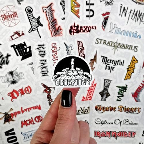 BulbaCraft 100Pcs Heavy Metal Band Stickers, Rock Stickers, Heavy Metal Gifts for Men and Women, Rock Decals, Waterproof Decals, Guitar Emblems, Music Emblems, Gifts for Women & Men thumbnail 5