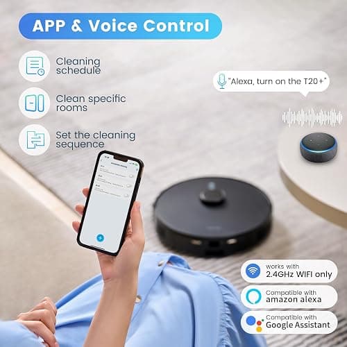 AIRROBO Robot Vacuum and Mop Combo, Self-Emptying, 60-Day Capacity, Home Mapping, Schedule, Wi-Fi/App/Alexa/Remote, 180mins Runtime, T20+ Robotic Vacuum Cleaner for Pet, Hard Floors, Carpet thumbnail 7