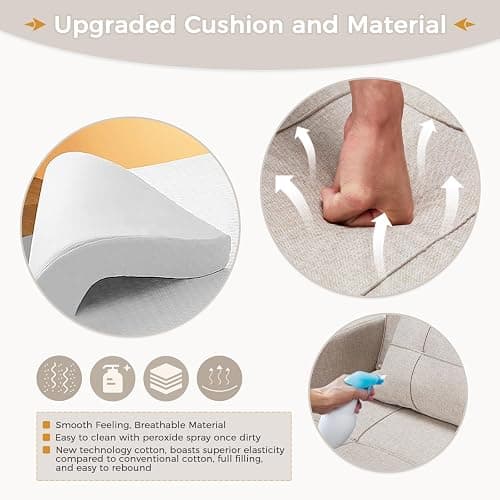 U-MAX 36" Convertible Chair Bed Sleeper Sofa, 3-in-1 Pull Out Sofa Chair with Side Pocket, Pillow and Adjustable Backrest for Small Space, RV, Apartment, Living Room in Beige thumbnail 5