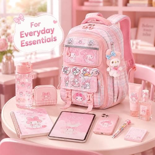 Festa Park Cutecore Backpack Shoulder Bag Purse, Kawaii Cartoon Bookbag Aesthetic Large Harajuku Daypack Preppy Rucksack Bags (Pink) thumbnail 2