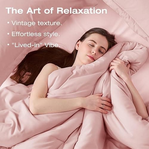 Sasttie Queen Comforter Set 7-Piece Pink, Pre-Washed Bed in a Bag | Soft & Breathable, All-Season Bedding Set with Comforter, Sheets, Pillowcases & Pillow Shams, OEKO-TEX, Down Alternative thumbnail 3