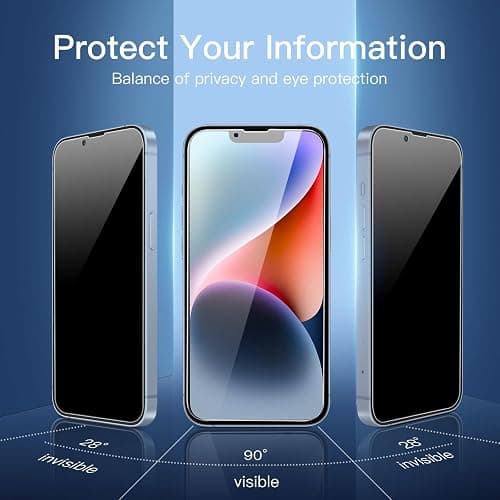 NEW'C 3 Pack Privacy for iPhone 16e, iPhone 14, 13, 13 Pro Screen Protector (6.1 inches), Anti-Spy Tempered Glass Film, Balanced 28-Degree Privacy Angle - Easy installation tool included thumbnail 3