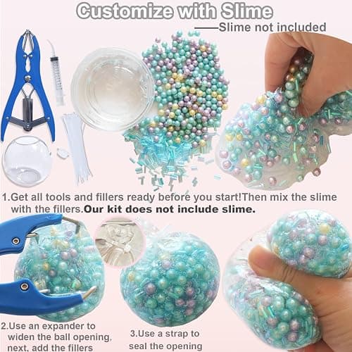 DIY Stress Ball Making Kit with Filler-10PCS Stress Ball Making Kit Stress Balls, Transparent Blank Skins with Air Pump & Expander Tool for Pressure Squishy Balls for Adult (10PC, Style B) thumbnail 5