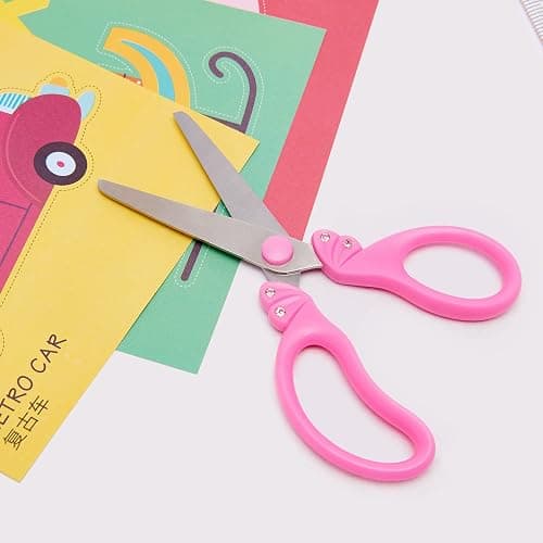PINK Safety Blunt Tip Scissors for Kids, Ages 5-8 & 8-10 for Girls | Rounded Edge & Ergonomic Handles for Small School Student Children Toddler Classroom Cutting Paper,Home DIY thumbnail 6