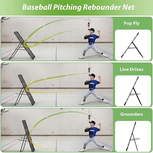 LIANTRAL Baseball Rebounder Net, Adjustable Bounce Back Trainer for Soccer, Volleyball, Softball & Lacrosse, Portable Folding Rebounder for Passing & Shooting Practice, Soccer Rebound Net thumbnail 5