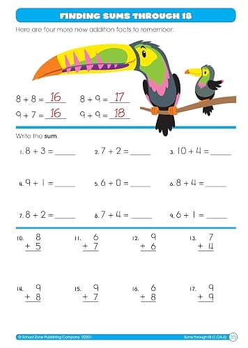 School Zone Math Basics 1 Workbook: 64 Pages, 1st Grade, Numbers 1-100, Identifying Numbers, Skip Counting, Ages 6-7 (I Know It! Book Series) thumbnail 7