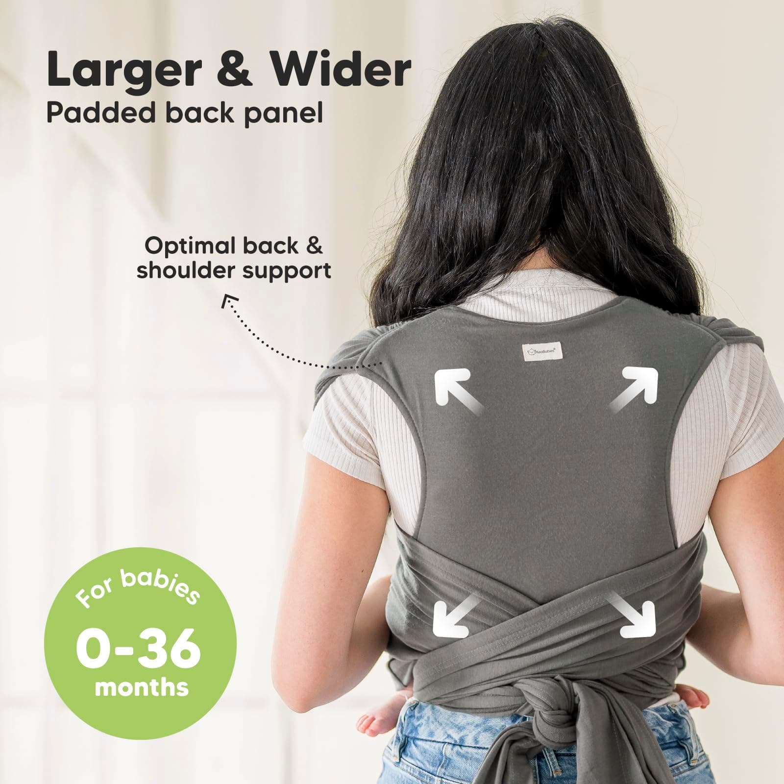KeaBabies Baby Wrap Carrier Ring Sling - Easy to Wear, Adjustable D-Lite Baby Carrier Newborn to Toddler, Infant Carrying Shirt, Hands Free Bonding, Breathable Fabric Wearing Wrap (Graphite) thumbnail 2