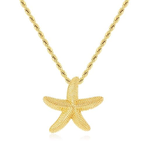 TOVABA Chunky Gold Necklace Simple Starfish Shell Pendant Conch Seashell Necklace Bohemian Summer Beach Necklaces for Vacation - Image 1